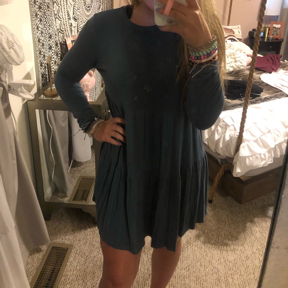Gray/Blue long sleeve soft dress